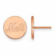New York Mets Sterling Silver Rose Gold Plated Small Disc Earrings