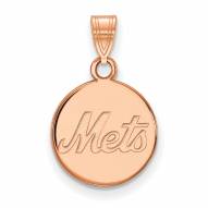 New York Mets Sterling Silver Rose Gold Plated Small Disc Pendant