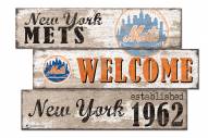 New York Mets Welcome 3 Plank Sign