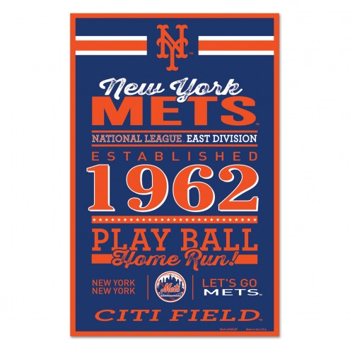 New York Mets Established Wood Sign
