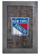 New York Rangers 11" x 19" City Map Framed Sign