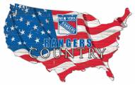 New York Rangers 15" USA Flag Cutout Sign