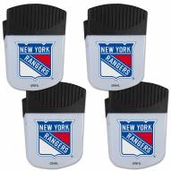 New York Rangers 4 Pack Chip Clip Magnet with Bottle Opener