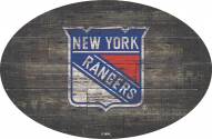 New York Rangers 46" Distressed Wood Oval Sign