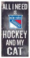 New York Rangers 6" x 12" Hockey & My Cat Sign