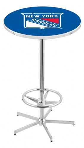 New York Rangers Chrome Bar Table with Foot Ring