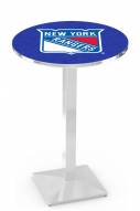 New York Rangers Chrome Bar Table with Square Base