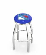 New York Rangers Chrome Swivel Bar Stool with Accent Ring