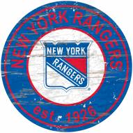New York Rangers Distressed Round Sign