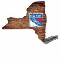 New York Rangers Distressed State with Logo Sign