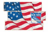 New York Rangers Flag 3 Plank Sign