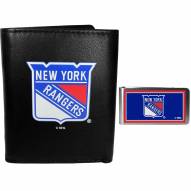 New York Rangers Leather Tri-fold Wallet & Color Money Clip