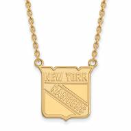 New York Rangers Sterling Silver Gold Plated Large Pendant Necklace
