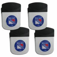 New York Rangers 4 Pack Chip Clip Magnet with Bottle Opener