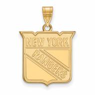New York Rangers Sterling Silver Gold Plated Large Pendant