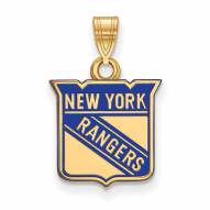 New York Rangers Sterling Silver Gold Plated Small Enameled Pendant
