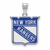 New York Rangers Sterling Silver Large Enameled Pendant