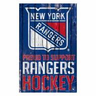 New York Rangers Proud to Support Wood Sign