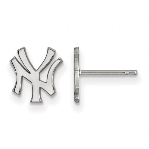 New York Yankees 10k White Gold Extra Small Post Earrings