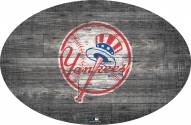 New York Yankees 46" Distressed Wood Oval Sign