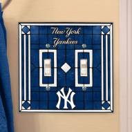 New York Yankees Glass Double Switch Plate Cover