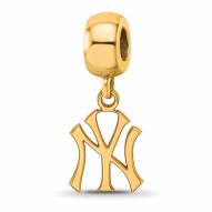 New York Yankees Sterling Silver Gold Plated Small Dangle Bead