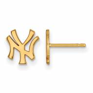 New York Yankees Sterling Silver Gold Plated Extra Small Post Earrings