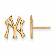 New York Yankees MLB Sterling Silver Gold Plated Small Post Earrings