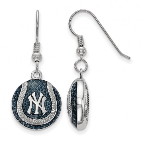 New York Yankees Sterling Silver Baseball Earrings