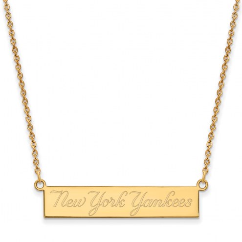New York Yankees Sterling Silver Gold Plated Bar Necklace