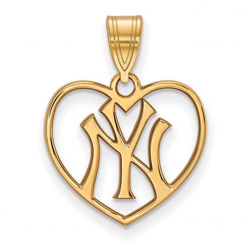 New York Yankees Sterling Silver Gold Plated Heart Pendant