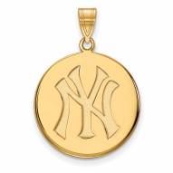 New York Yankees Sterling Silver Gold Plated Large Disc Pendant