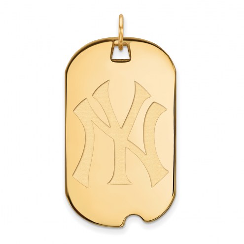 New York Yankees Sterling Silver Gold Plated Large Dog Tag Pendant