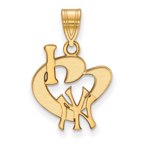 New York Yankees Sterling Silver Gold Plated Large I Love Logo Pendant