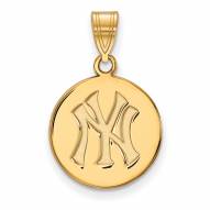 New York Yankees Sterling Silver Gold Plated Medium Disc Pendant