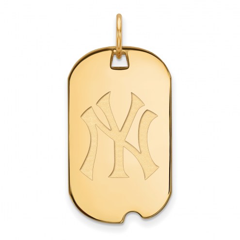 New York Yankees Sterling Silver Gold Plated Small Dog Tag Pendant