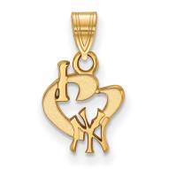 New York Yankees Sterling Silver Gold Plated Small I Love Logo Pendant