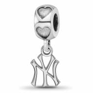 New York Yankees Sterling Silver Heart Bead