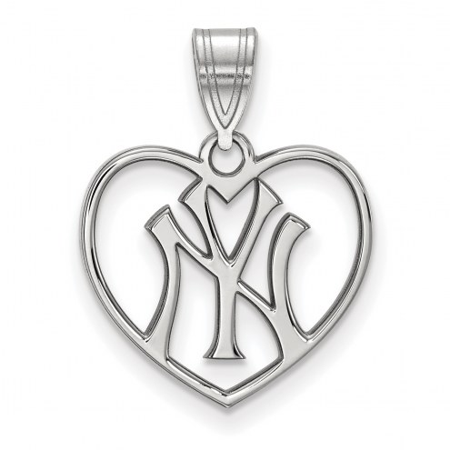 New York Yankees Sterling Silver Heart Pendant