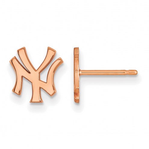 New York Yankees Sterling Silver Rose Gold Plated Extra Small Post Earrings