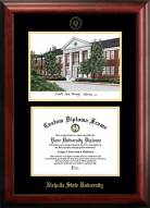 Nicholls State Colonels Gold Embossed Diploma Frame with Campus Images Lithograph