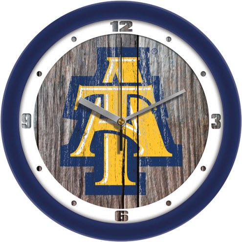 North Carolina A&T Aggies Weathered Wood Wall Clock