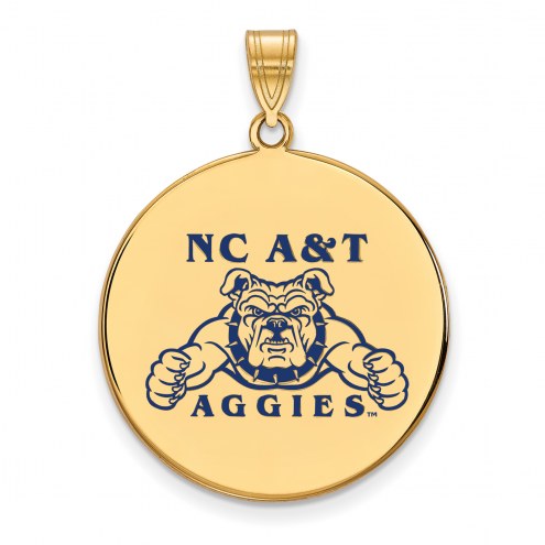 North Carolina A&T Aggies Sterling Silver Gold Plated Extra Large Enameled Disc Pendant
