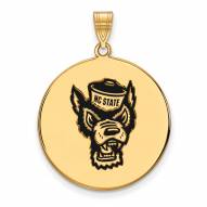 North Carolina State Wolfpack Sterling Silver Gold Plated Extra Large Enameled Disc Pendant