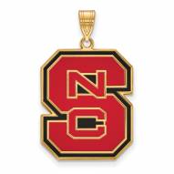 North Carolina State Wolfpack Sterling Silver Gold Plated Extra Large Enameled Pendant