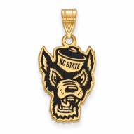 North Carolina State Wolfpack Sterling Silver Gold Plated Large Enameled Pendant