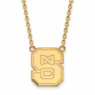 North Carolina State Wolfpack Sterling Silver Gold Plated Large Pendant Necklace