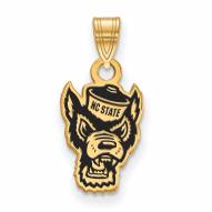 North Carolina State Wolfpack Sterling Silver Gold Plated Small Enameled Pendant