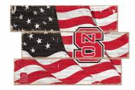 North Carolina State Wolfpack Flag 3 Plank Sign