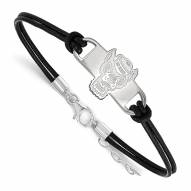 North Carolina State Wolfpack Sterling Silver Black Leather Bracelet